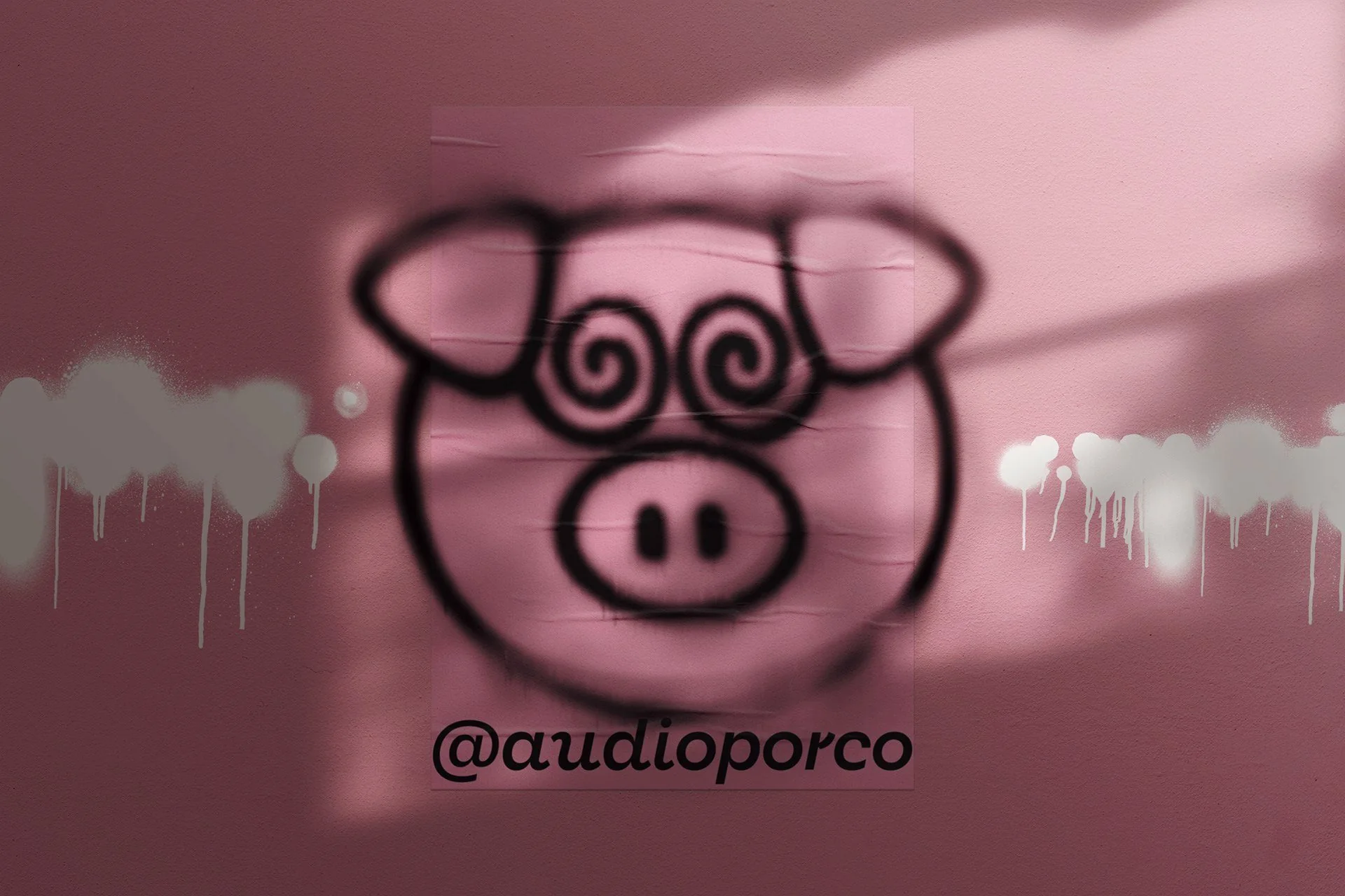 Pig icon sprayed over a pink wall