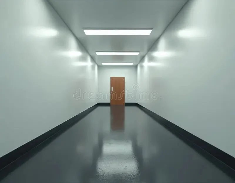 Reference photo of a long white corridor