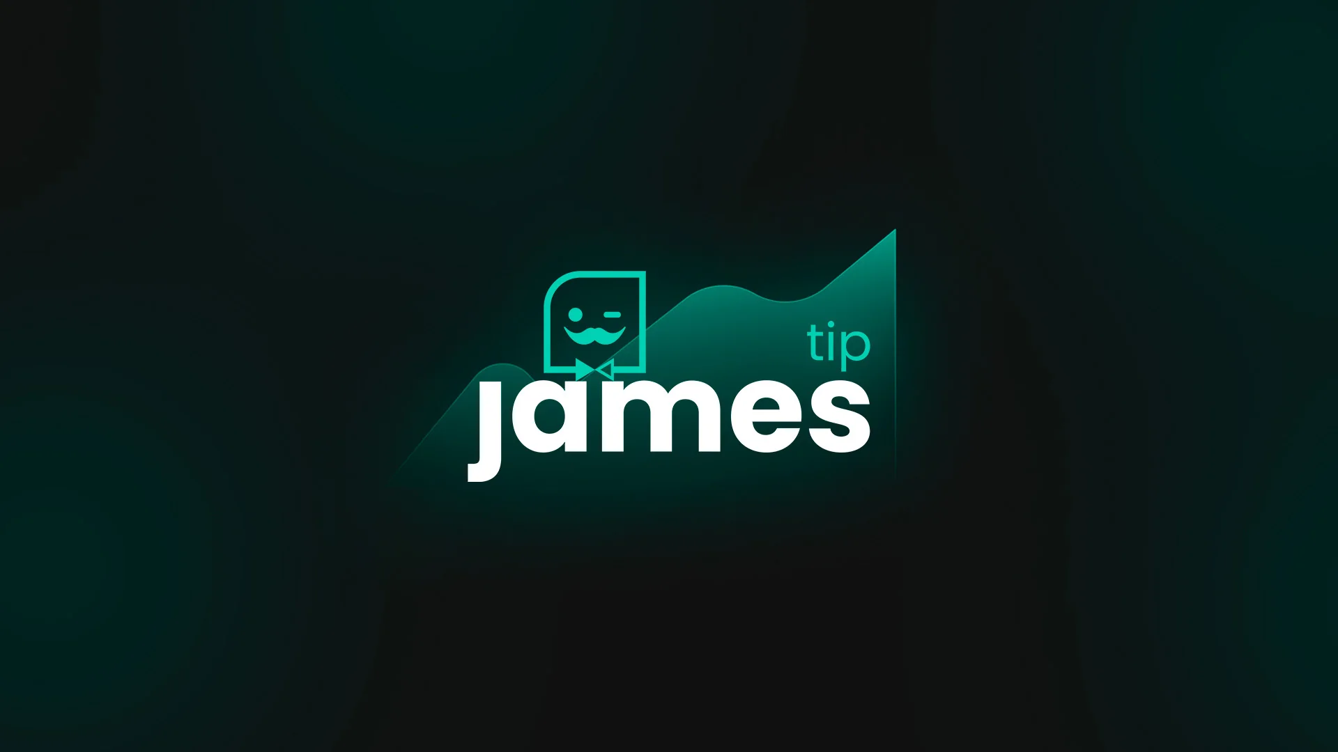 James Tip logo glowing over a teal growth chart on a dark background