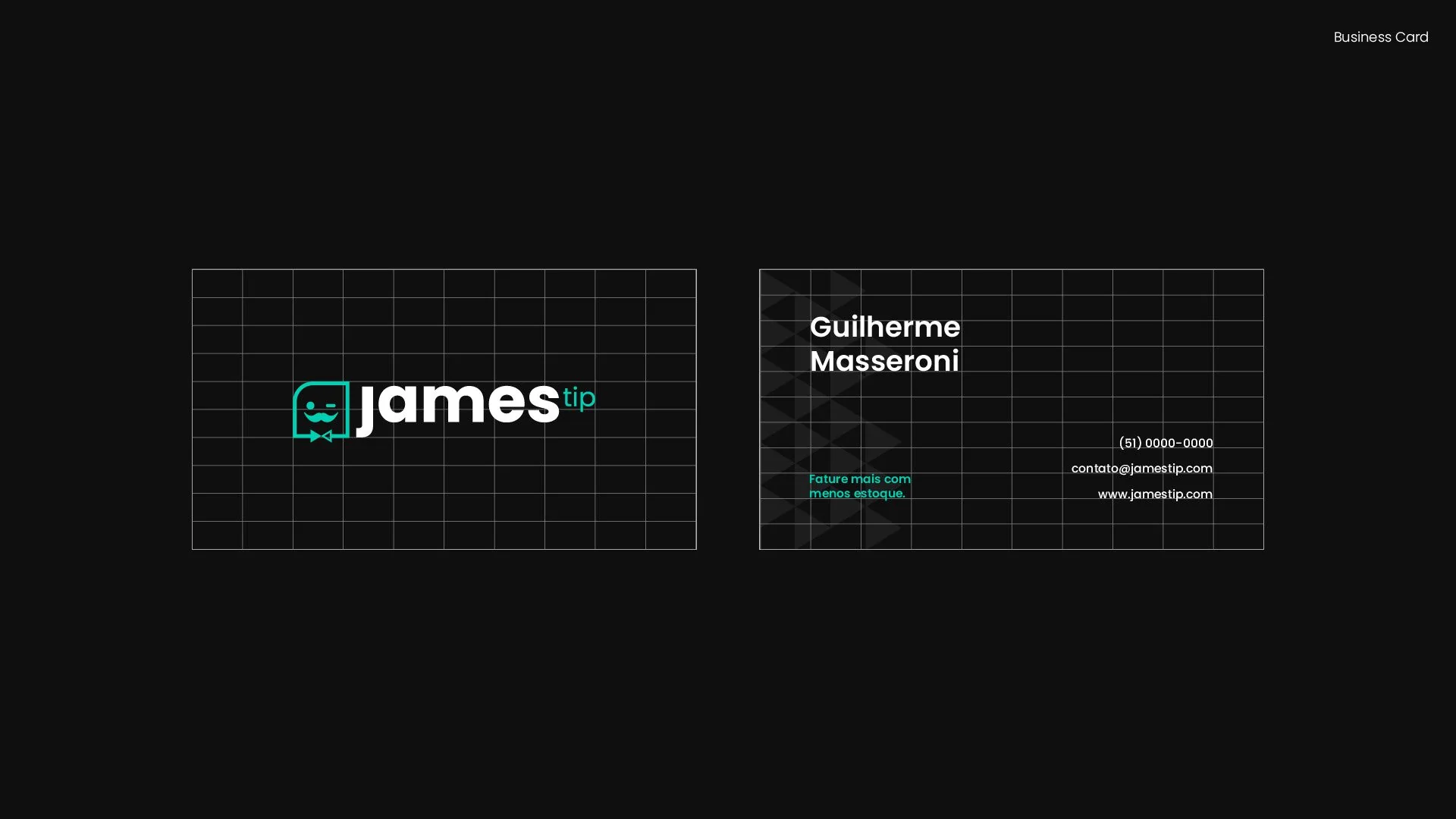 James Tip business card, front and back