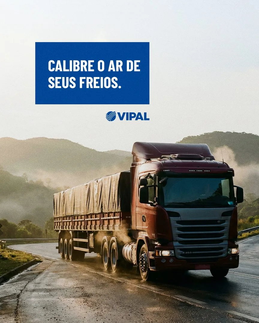 Vipal post: truck on a mountain road at dawn, about brake air pressure