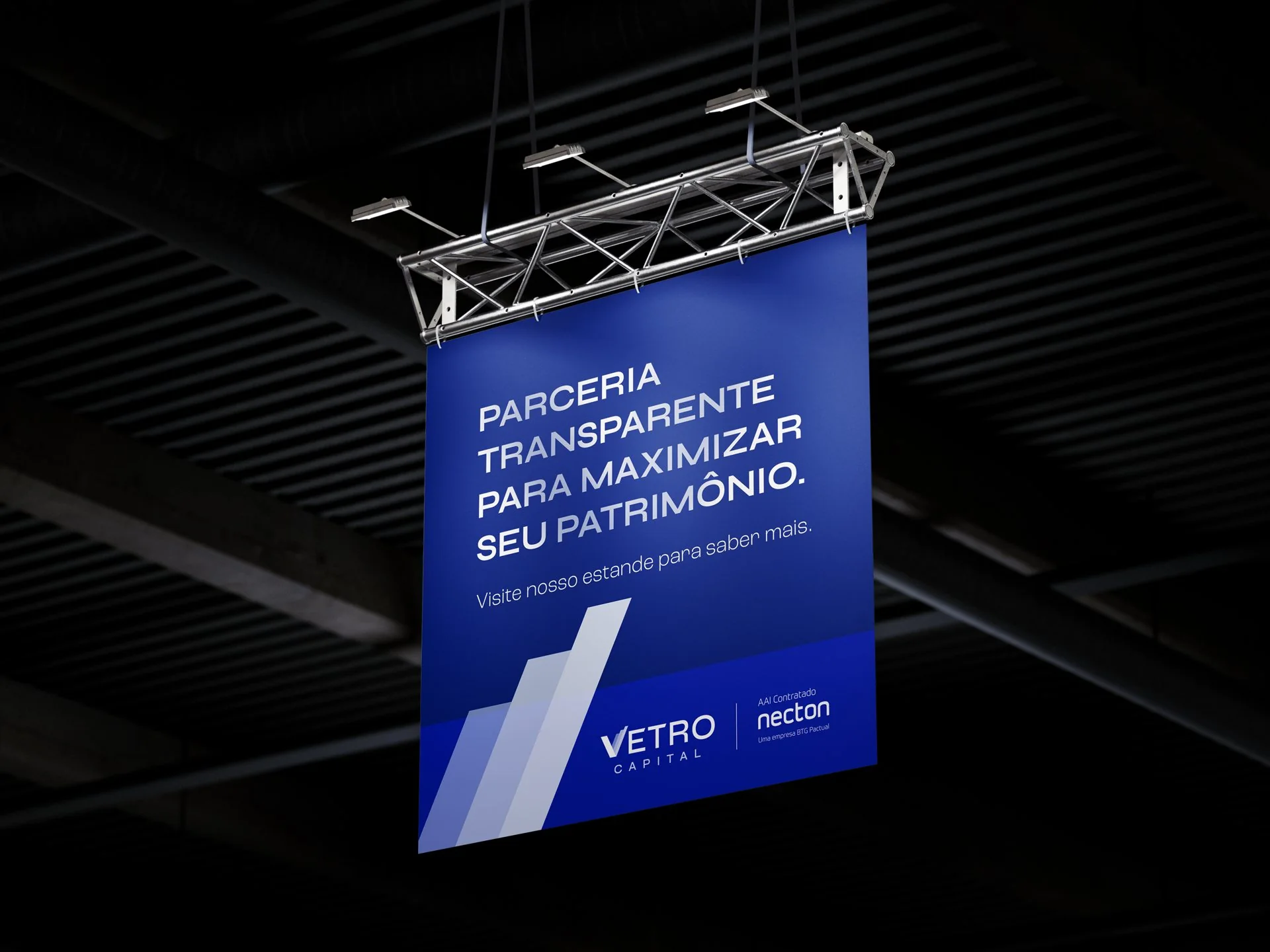Vetro Capital banner hanging from an event truss